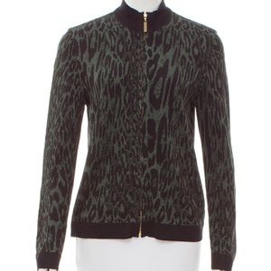 ST. JOHN SPORT green / black leopard print jacket